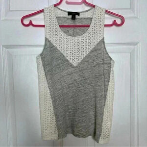 J. Crew Tank Top Lace Grey & White  Size Extra Small